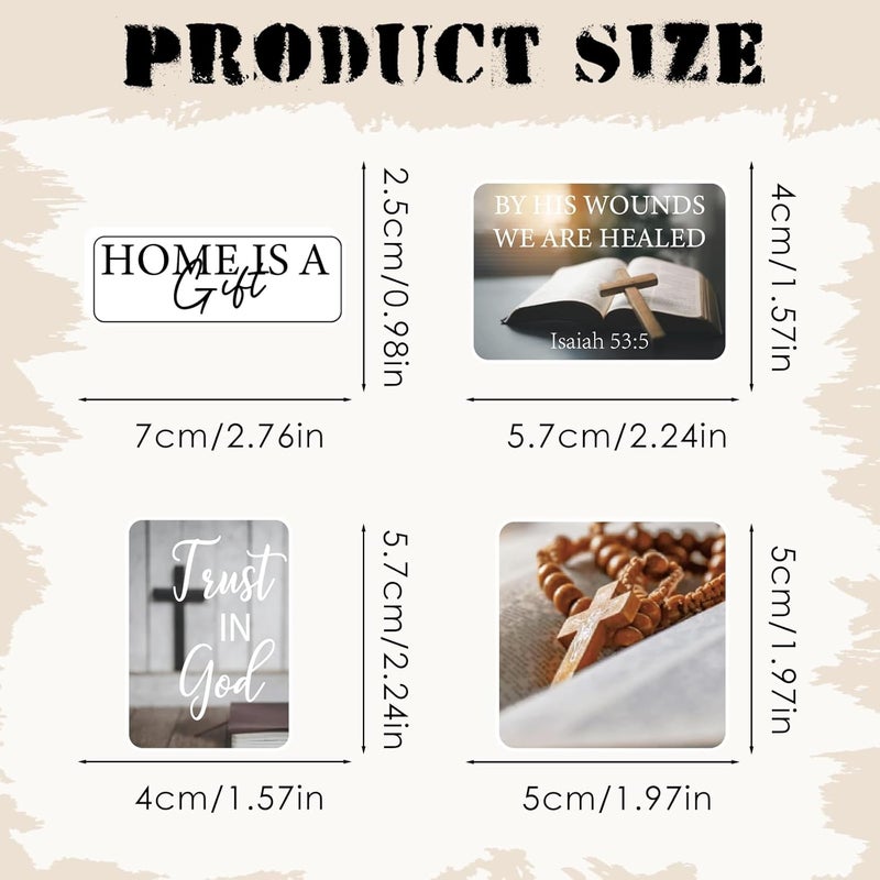 Eclazul Prayer Board Supplies Stickers - 50 Pcs White Jesus Christian Bible Verse Religious Decals for Adults Women Men Inspirational Waterproof Faith Love Kit Bulk for Water Bottle Scrapbook Journal - Image 2